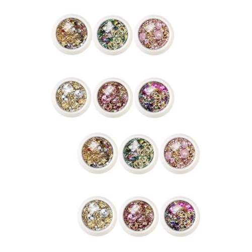 PACKOVE 12 Sätze Schmucksteine für Nageldesign Teiliges Set mit Strass und Ornamenten für Diy Maniküre Geeignet für und Damen Langlebige und Leichte Nägel Dekoration von PACKOVE