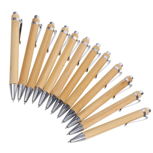 PACKOVE 12 Stück Kugelschreiber aus Bambus gesteckt Kugelschreiberminen Kugelschreiber schwarz Holzbambusstifte Stifthalter aus Bambus Perlen zur Stiftherstellung Holz Stifte pp Khaki von PACKOVE