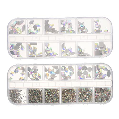 PACKOVE 2 Boxen Diy Nagelkunst Set Boxen mit Unregelmäßigen Nail Art Dekoren Funkelnden Diamanten und Zubehör für Kreative Maniküre für Stylische Designs und Diy Projekte von PACKOVE