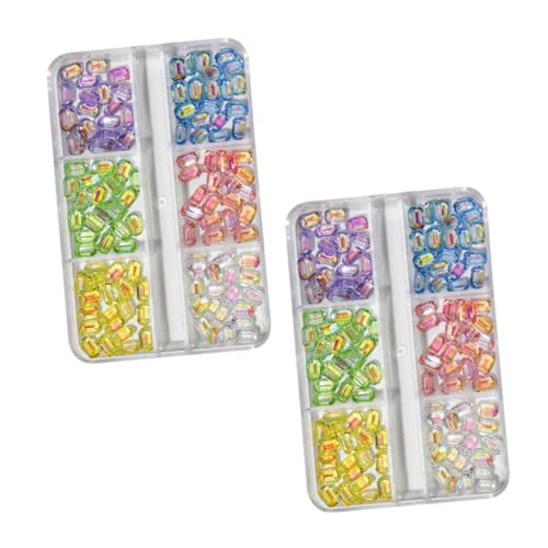 PACKOVE 2 Boxen Flatboden -Diamantschmuck Diamanten Nagelkunst-Edelsteine UV Nagelsteine deko Nagelzubehör Nail Gems Strass-Kit Strass-Nagel-Edelsteine Nagelschmuck für Nagelkunst Harz von PACKOVE