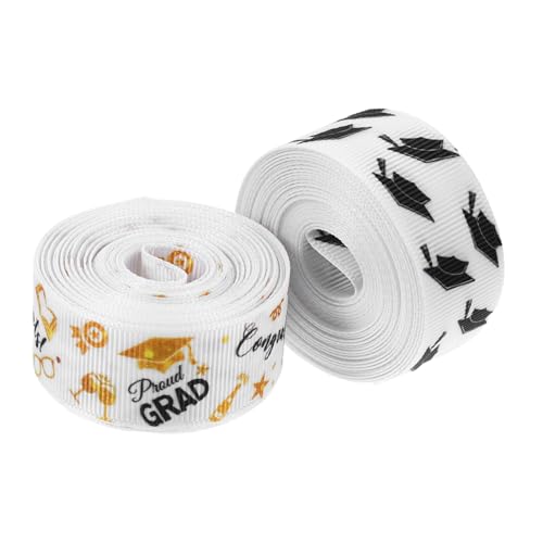 PACKOVE 2 Rollen Abschlussband Vatertagsband Geschenkband Geburtstagsband Für Frauen Abschluss Glückwunschband Marineblaues Band Aus Polyester von PACKOVE