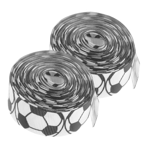 PACKOVE 2 Rollen Fußballband Mehrfarbig Hochzeit Beige Schleife Blau Sport Seide Basteln Verpackungsband Praktisches Geschenkband Kreative Kuchenbänder Kreatives Geschenkband Stoff von PACKOVE
