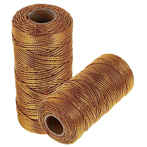 PACKOVE 2 Rollen Golddraht -Geschenkverpackungslinie Juteseil Sackleinen Jute Twine Round Decor Lametta Schnüre Jutegarn Taschenkrawatten Seile das Haustier Golden von PACKOVE