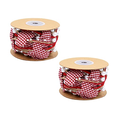 PACKOVE 2 Rollen Liebesperlenkettenband ribbon bandfeile valentinstag hohzeitdeko geschenkbänder set Schleife Blumen- Dekorationen Foto -Requisiten Blumenverpackungsband Wickelband Plastik von PACKOVE