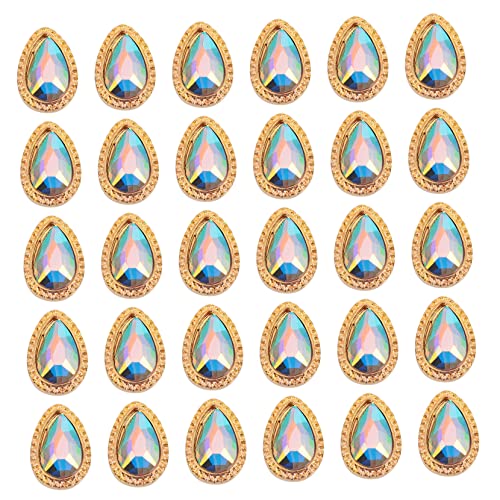 PACKOVE 2 Sätze Nagelbohrer in Tropfenform Nagelsteine ​​mit Flacher Rückseite Strasssteine Nail Gems Maniküre Zubehör Aufkleber Kristalle Nagel Edelsteine Nagelbolzen Golden 30 Stück * 2 von PACKOVE