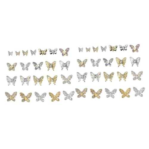 PACKOVE 2 Sätze Schmetterling Nagel Charms Nail Art Dekorationen Metallische Nail Jewels Für Diy Maniküre Für Kreative Nagelkunstgestaltung Und Professionelle Anwendungen 22 Stück * 2 von PACKOVE