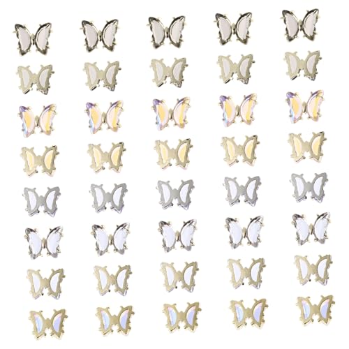 PACKOVE 2 Sätze Schmetterling Nagelschmuck Farbige Nail Art Dekoration Für Stilvolle Maniküre Für Partys Und Diy Nageldesigns 40 Stück * 2 von PACKOVE