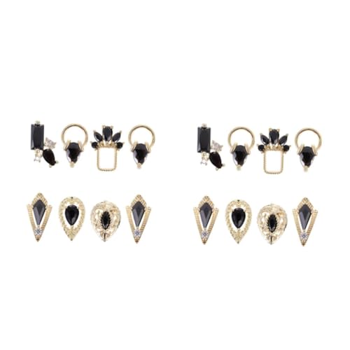 PACKOVE 2 Sätze Schwarze Dekorationen Für Nagelkunst Schöne Nail Art Zubehörteile Im Zufälligen Stil Flachrückenzirkon Maniküre Accessoires Für Diy Naildesigns 8 Stücke * 2 von PACKOVE