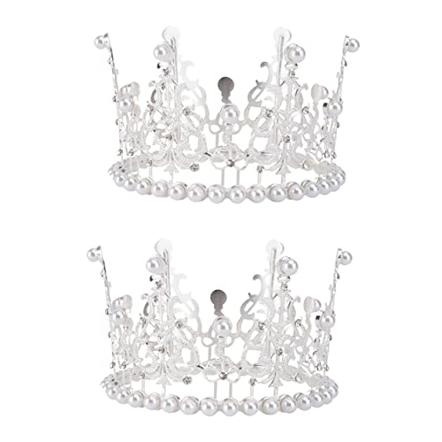 PACKOVE 2 Stück Krone Kuchen Dekoration mit Perlen und Strass Haarschmuck für Bräute für Geburtstagsfeiern und Festliche Anlässe von PACKOVE