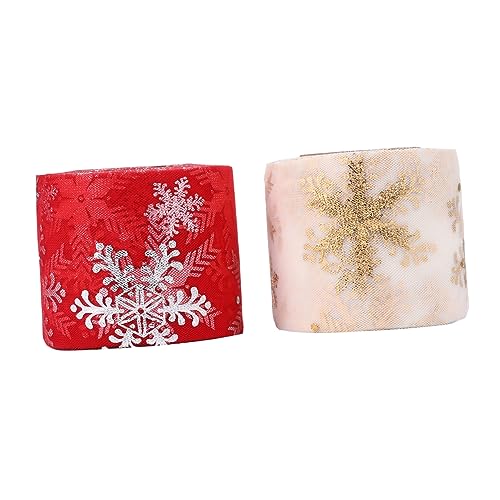 PACKOVE 2 Stück Schneeflocke Mesh-Band Braut- Brautduschendekorationen Tüllband Regenbogen Weihnachtsbanddekoration dekoratives Band Bandwickband handwerk projekt Partyband Polyester von PACKOVE