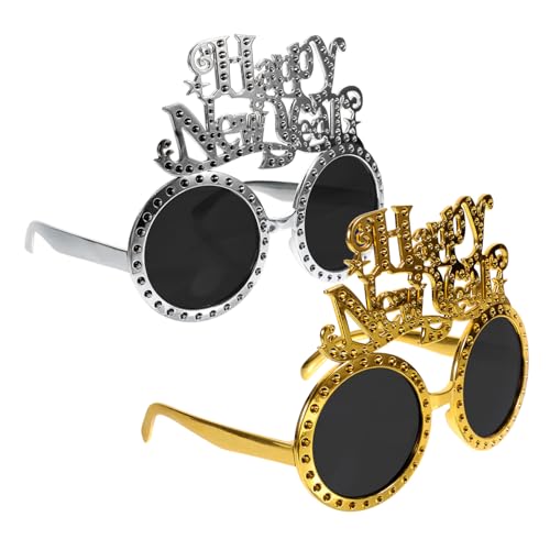 PACKOVE 2 Stück Teiliges Happy Year Partybrillen Gold und Silber Kreative Kostümbrille für Erwachsene und Jugendliche Glatte Oberfläche Bequemes Tragen als Party Deko und Foto Accessoire PACKOVE 2 Stück Teiliges Happy Year Partybrillen Gold und Silber Kreative Kostümbrille für Erwachsene und Jugendliche Glatte Oberfläche Bequemes Tragen als Party Deko und Foto Accessoire von PACKOVE
