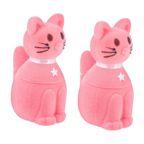 PACKOVE 2er-box Katze Schmuckschatulle Halskette Fall Ringkasten Für Etui Für Ehering Aufbewahrungsbox Für Ringe Ringorganisator Ringbehälter Karikatur -box Rosa Mann Plastik von PACKOVE