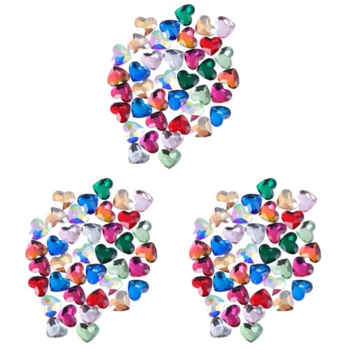PACKOVE 3 Sätze Liebe Nagel Diamant Nagelkunst-herzanhänger Gold Reize Herstellung Strasssteine ​​für Nägel Hochzeitsaufkleber Nailart-strasssteine Schmuckkleber Tasten Glas 50 Stück * 3 von PACKOVE