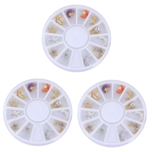 PACKOVE 3 Sätze Nagelstuds Dekorationsaufkleber Mit Kristallen Für Nagelkunst Selbstklebende Nail Art Sticker Für Kreativen Gestalten Und Diy Naildesigns 12 Stücke * 3 von PACKOVE