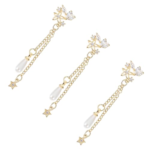 PACKOVE 3 Stück Perlenanhänger Perlenornamente Stilvolle DIY Maniküre Dekoration Dekorative Nagelnieten Maniküre Anhänger Ornament Glänzende Maniküre Kette DIY Maniküre Schmuck von PACKOVE