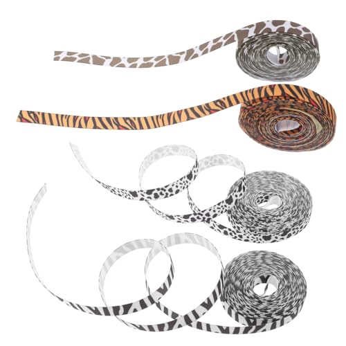 PACKOVE 4 Rollen Zoo Geschenkverpackung Westernband Schleife Mit Leopardenmuster Gepardenband Geschenkbänder Giraffenband Geburtstagsband Leopardenmusterband Cowboyband Polyester von PACKOVE