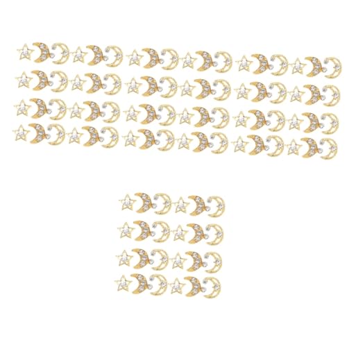 PACKOVE 4 Sätze Nail Charms Dekorative Nagelkunst Ornamente Für Diy Nageldesigns Mond Und Stern Motive Glänzende Nagelverzierungen Für Nail Art 30 Stück * 4 von PACKOVE