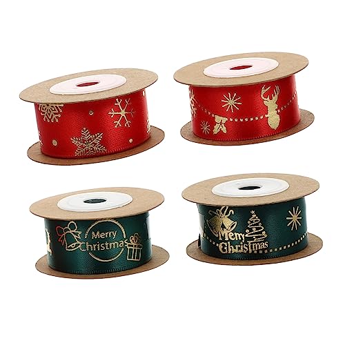 PACKOVE 4Rollen Weihnachtliche Geschenkband Yards Rote und Grüne Dekorationsbänder mit Glocken Schneeflocken und Schneemann Motiven Festliche Verpackung für Weihnachtsgeschenke und PACKOVE 4Rollen Weihnachtliche Geschenkband Yards Rote und Grüne Dekorationsbänder mit Glocken Schneeflocken und Schneemann Motiven Festliche Verpackung für Weihnachtsgeschenke und von PACKOVE
