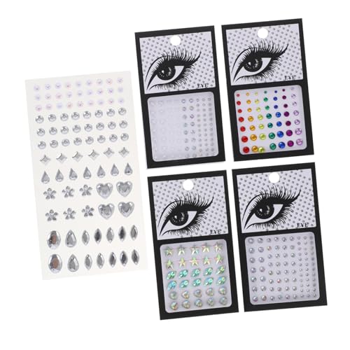 PACKOVE 5 Blätter Gesicht Edelsteine Selbstklebend Ab Farbige Rhinestones für Makeup Körper und Partydekoration für Festivals Halloween Cosplay und Besondere Anlässe von PACKOVE