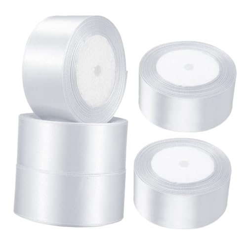 PACKOVE 5 Rollen Polyester Geschenkband Weiß Glatt Festlich Vielseitig Zum Basteln Hochzeit Blumensträuße Valentinstag Weihnachtsdeko DIY Schleifen von PACKOVE