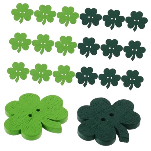 PACKOVE 50 Stück St Patrick's Day Holzknöpfe mit Detailliertem Kleeblatt Design Dekorative Holzknöpfe für Frühlingspartys DIY Bastelprojekte Festliche Irische Feierdeko von PACKOVE