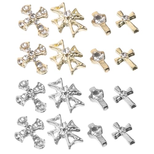 PACKOVE 80 Stück Legierungsknotenschmuck Nagel Charme Gold Nagel Edelsteine Kreuzanhänger Für Nägel Nagelschmuck Und Charms Nagelstein Nagelkreuz Nägel Charme Kreuznagelperlen Strasssteine von PACKOVE