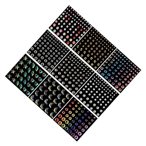 PACKOVE 9 Blätter Selbstklebende Strasssteine für Gesicht Glitzernde Augen und Körper Edelsteine für Festivals Partys und Besondere Anlässe Hautfreundliche Dekoration für Kreative Make Up von PACKOVE