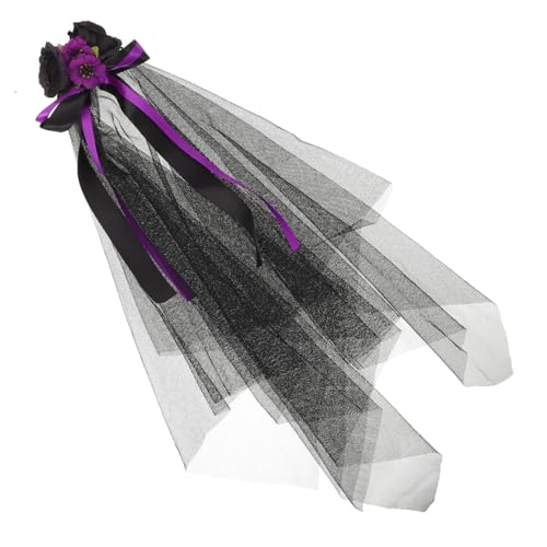 PACKOVE Gothic Halloween Haarreif mit Schwarzer Schleife Leichter Kamm für Sicheren Halt Stilvolles Day Of The Dead Haaraccessoire Dunkler Brautschleier für Party und Kostüm von PACKOVE