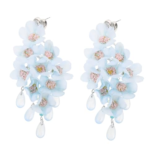 PACKOVE Herzförmige Blumenohrringe mit Glasperlen und Silbernen Stiften Kleine Sommer Ohrringe für Damen Urlaubsschmuck Zarte Hochzeits Braut Accessoires von PACKOVE