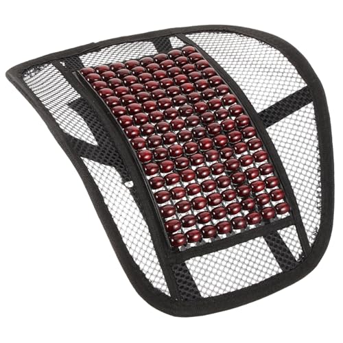 PACKOVE Lendenwirbelstützkissen für Auto und Büro Handgefertigtes Atmungsaktives Kissen mit Holzperlen für Ergonomische Unterstützung und Schmerzlinderung bei Langem Sitzen Braunes von PACKOVE