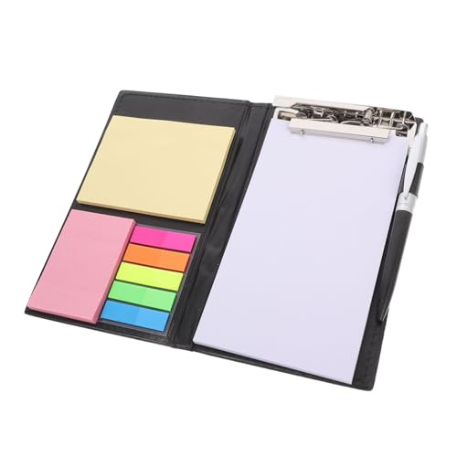 PACKOVE Notizordner Notizbuch Notizblock Schulbedarf Notiz Organizer Bürobedarf Klemmbrett Mit Stifthalter Notiz Organizer Klemmbrett Folio College Essentials Pu Leder Schwarz von PACKOVE