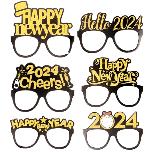 PACKOVE Papierbrillen Für 2024 6 Stück 2024-Silvester-Partybrillen 2024-Partygeschenke Silvester-Kostümbrillen Für Foto-Requisiten von PACKOVE
