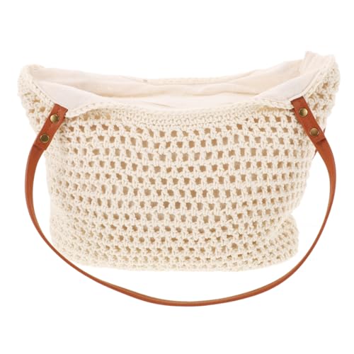 PACKOVE Schlichte Umhängetasche Baumwollgarn mit Reißverschluss Große Tragetasche für Damen für Strand Freizeit Modisches Hohldesign Langlebig PACKOVE Schlichte Umhängetasche Baumwollgarn mit Reißverschluss Große Tragetasche für Damen für Strand Freizeit Modisches Hohldesign Langlebig von PACKOVE