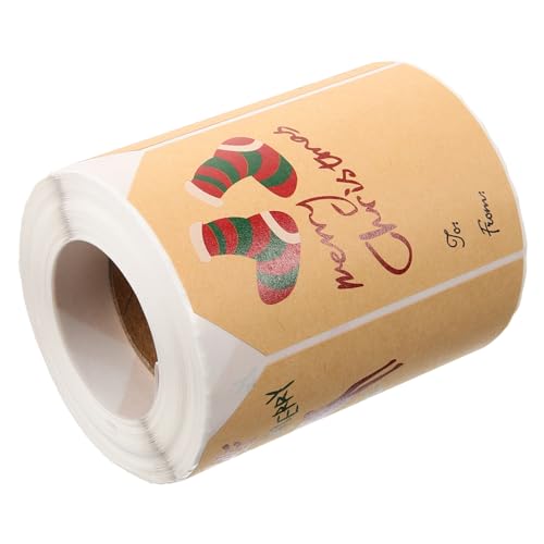 PACKOVE Weihnachtliche Geschenkaufkleber aus Kraftpapier mit Selbstklebenden Label Stickern Festliche Verpackungsetiketten für Geschenkkartons Umschläge und Deko zum Versiegeln und PACKOVE Weihnachtliche Geschenkaufkleber aus Kraftpapier mit Selbstklebenden Label Stickern Festliche Verpackungsetiketten für Geschenkkartons Umschläge und Deko zum Versiegeln und von PACKOVE