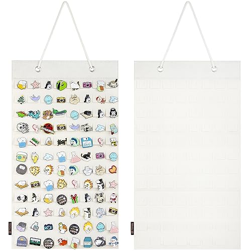 PACMAXI Hängende Broschen-Organisator Etui zum Aufbewahren von Buttons, Halter für Broschen Sammlung, passend für bis zu 96 Broschen (kein Zubehör), S, 96 Plätze, elfenbein von PACMAXI