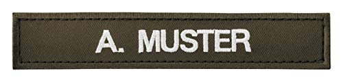 PACOTEX Namensschild bestickt mit eigenem Namen personalisiert Stickschild in vielen Größen und Farben mit Klett (100x20mm, nato oliv) von PACOTEX