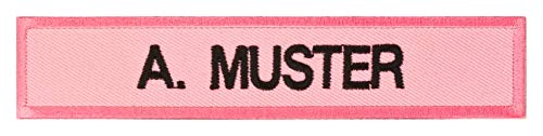 Namensschild bestickt mit eigenem Namen personalisiert Stickschild in vielen Größen und Farben mit Klett (100x20mm, rosa) von PACOTEX