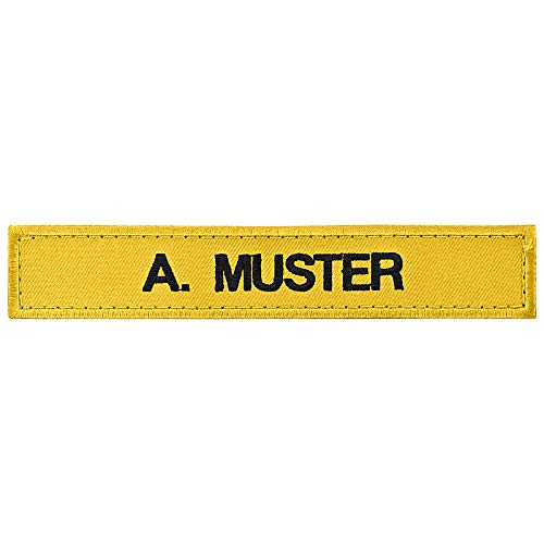 Namensschild bestickt mit eigenem Namen personalisiert Stickschild in vielen Größen und Farben mit Klett (150x25mm, gelbgold) von PACOTEX