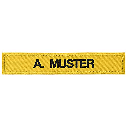 PACOTEX Namensschild bestickt mit eigenem Namen personalisiert Stickschild in vielen Größen und Farben mit Klett (150x25mm, gelbgold) von PACOTEX