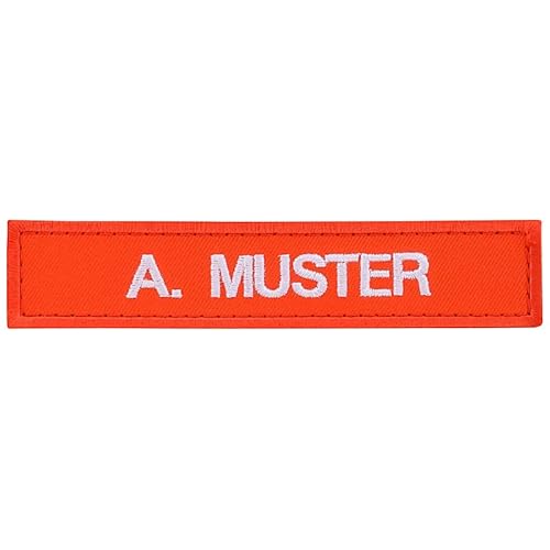 Namensschild bestickt mit eigenem Namen personalisiert Stickschild in vielen Größen und Farben mit Klett (150x25mm, orange) von PACOTEX