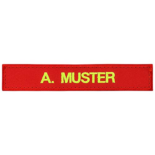 Namensschild bestickt mit eigenem Namen personalisiert Stickschild in vielen Größen und Farben mit Klett (150x25mm, rot) von PACOTEX