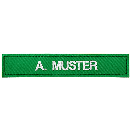 Namensschild bestickt mit eigenem Namen personalisiert Stickschild in vielen Größen und Farben mit Klett (100x20mm, grün) von PACOTEX
