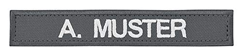 PACOTEX Namensschild bestickt mit eigenem Namen personalisiert Stickschild in vielen Größen und Farben mit Klett (150x25mm, grau) von PACOTEX