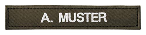 PACOTEX Namensschild bestickt mit eigenem Namen personalisiert Stickschild in vielen Größen und Farben mit Klett (150x25mm, nato oliv) von PACOTEX