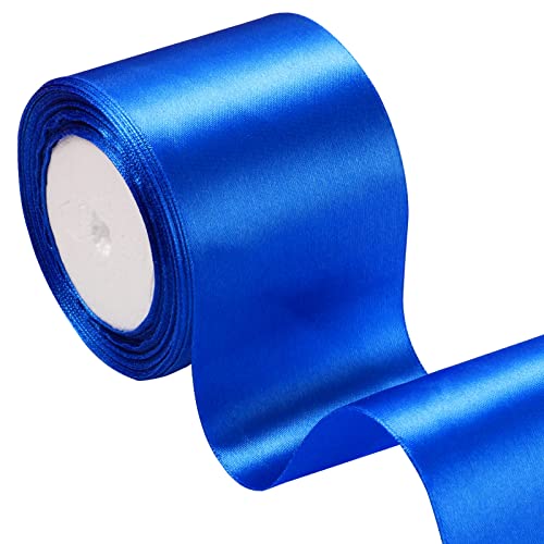 Geschenkband Blau, 8 cm x 22 m Satinband Blau Geschenkband Breit Dekoband Schleifenband für Weihnachten Hochzeit Valentinstag Geschenkverpackung Bastelarbeiten von PAEFIU