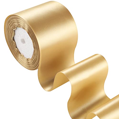 Geschenkband Gold, 8 cm x 22 m Satinband Gold Geschenkband Breit Dekoband Schleifenband für Weihnachten Hochzeit Valentinstag Geschenkverpackung Bastelarbeiten von PAEFIU