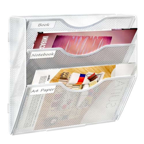 PAG Hängender Wandordner, 3 Etagen, Briefsortierer für Wand, Netzstoff, Bürowand-Organizer für Papiere/Ordner/Dateien, Klemmbrett und Zeitschriften, Weiß PAG Hängender Wandordner, 3 Etagen, Briefsortierer für Wand, Netzstoff, Bürowand-Organizer für Papiere/Ordner/Dateien, Klemmbrett und Zeitschriften, Weiß von PAG