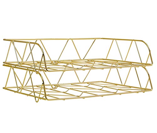 Pag Dokumentenablage aus Metall, stapelbar, für Büro, Schreibtisch, 2 Stück Gold Pag Dokumentenablage aus Metall, stapelbar, für Büro, Schreibtisch, 2 Stück Gold von PAG