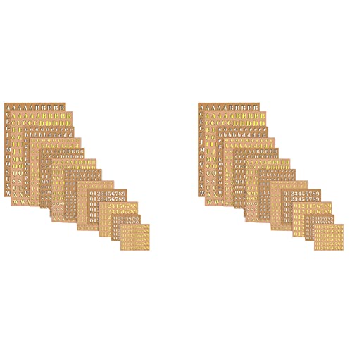 PAGJHRFJG 24 Blätter Buchstaben Harz Aufkleber, Kleine Alphabet Zahlen Aufkleber für Harz Kunst, Glitzer Legierung Selbstklebende Aufkleber von PAGJHRFJG
