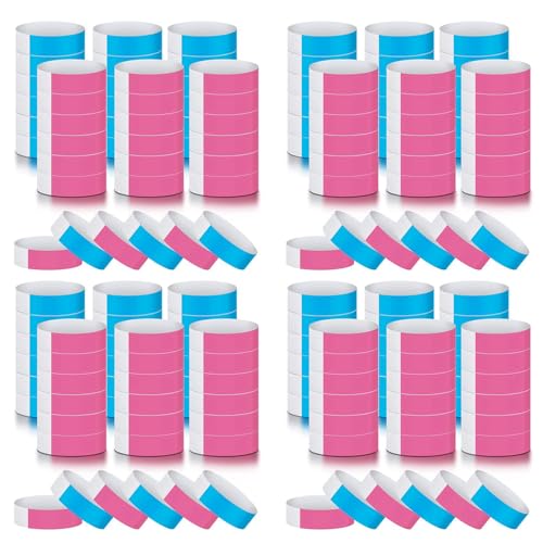 PAGJHRFJG 2400 StüCk Wasserdichte HandbäNder, Neon-ArmbäNder für Veranstaltungen, KonzertarmbäNder, Selbstklebende ArmbäNder für Partys (Blau, Rosa) von PAGJHRFJG
